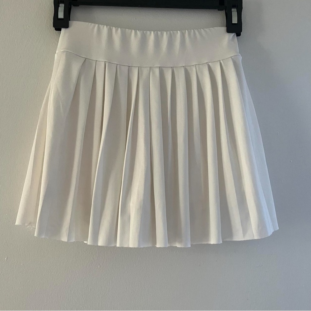 White Mini Skater Skirt with Pleats